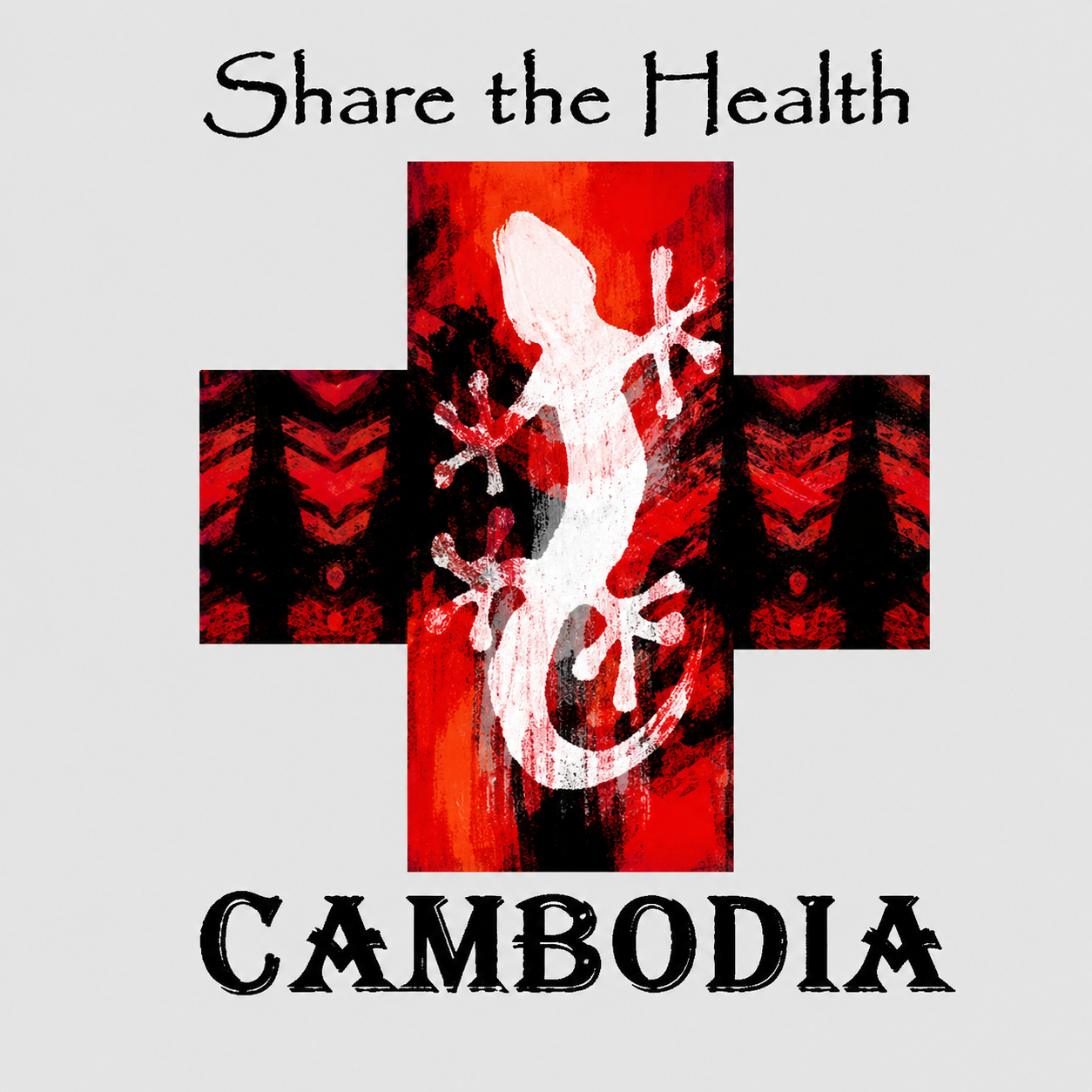 Share the Health Cambodia logo: a gecko on a red medical cross.